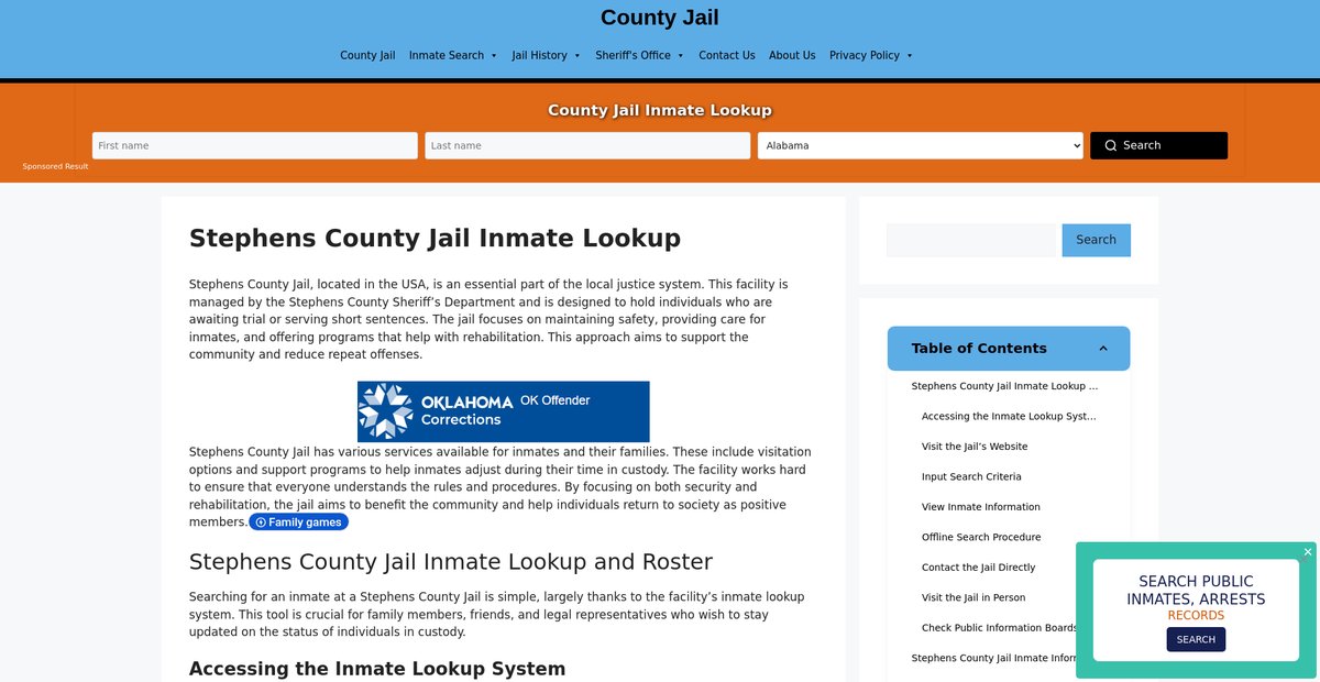 Preview of stephens.countyjail.org