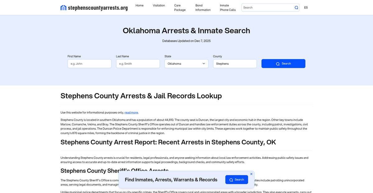 Preview of stephenscountyarrests.org