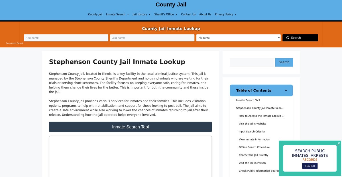 Preview of stephenson.countyjail.org