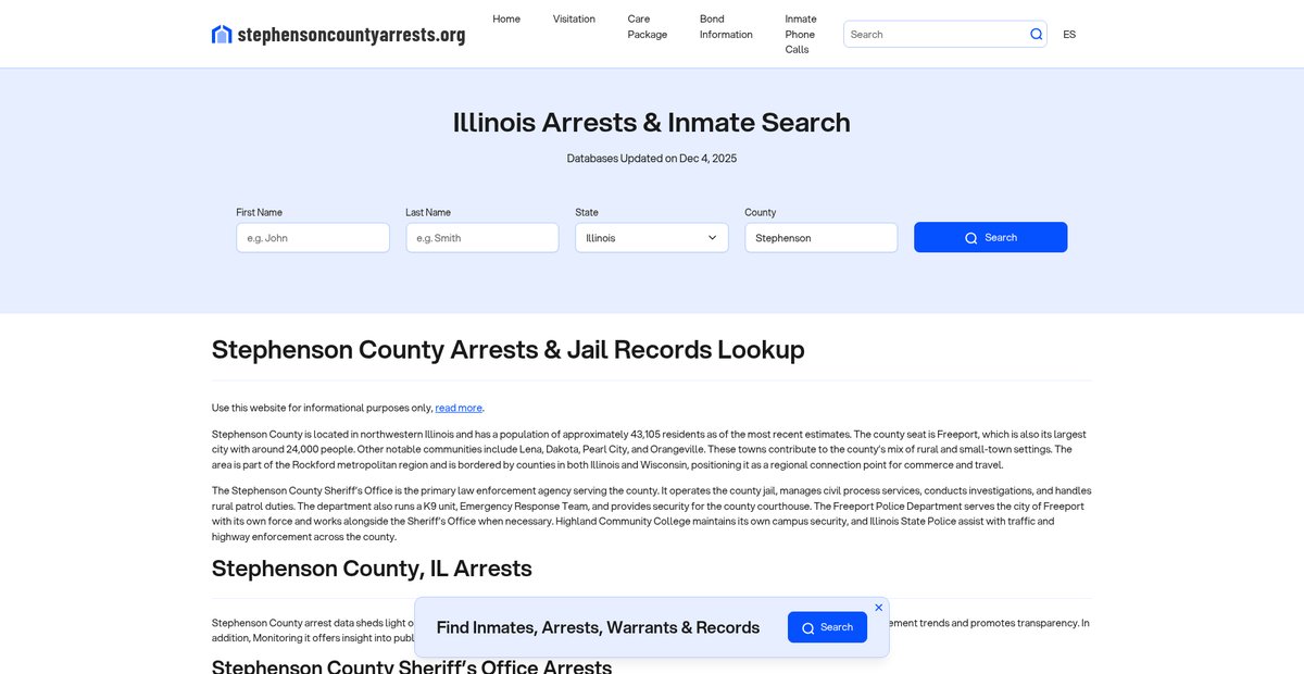 Preview of stephensoncountyarrests.org