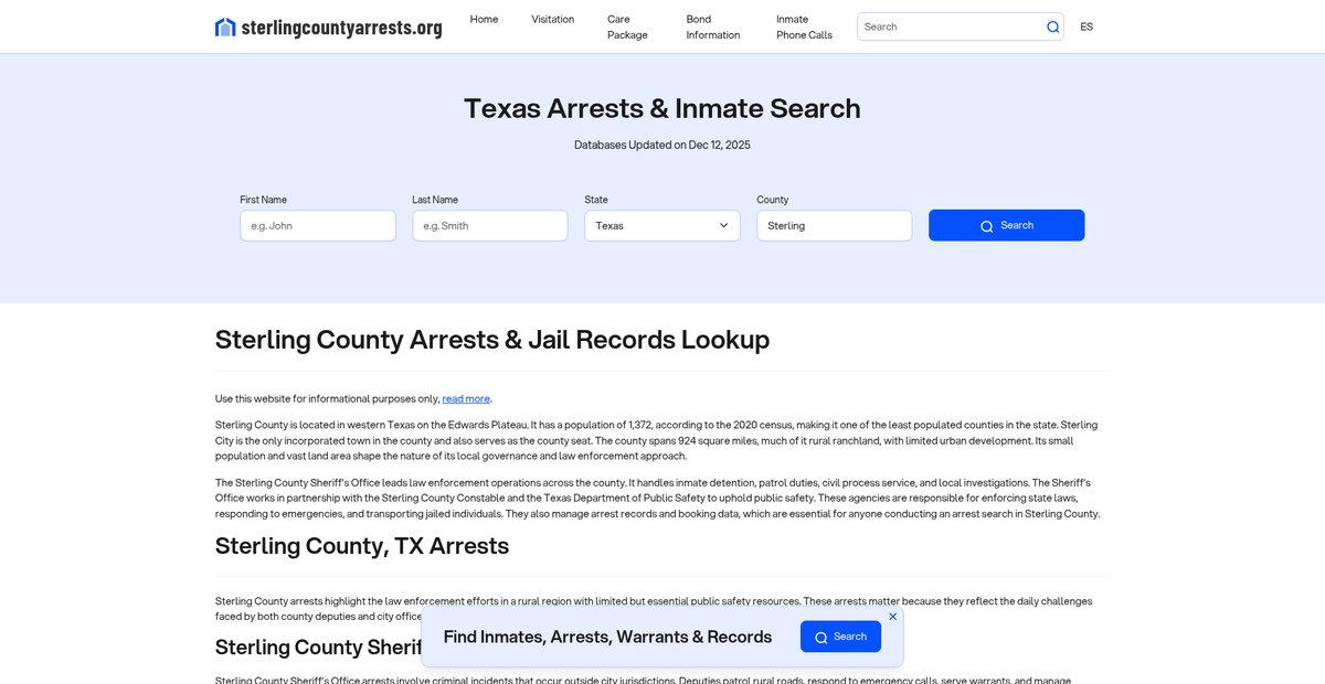 Preview of sterlingcountyarrests.org