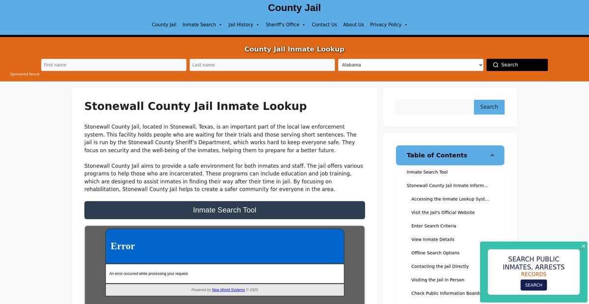 Preview of stonewall.countyjail.org