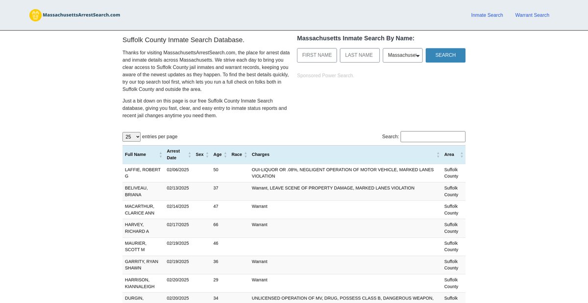 Preview of massachusettsarrestsearch.com