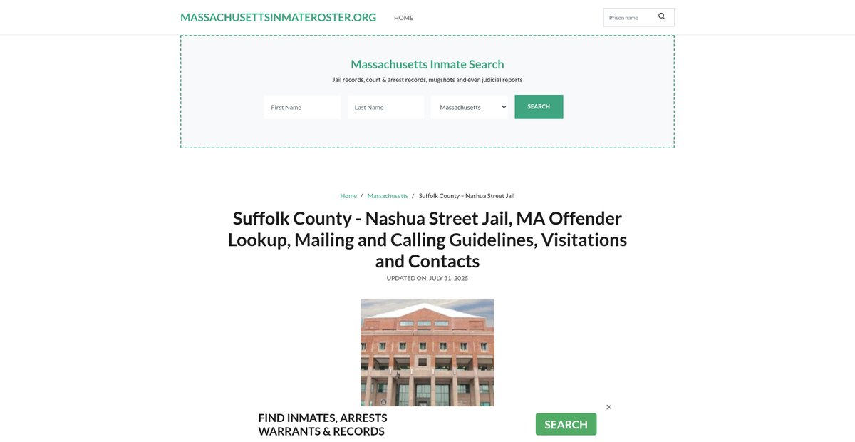 Preview of massachusettsinmateroster.org