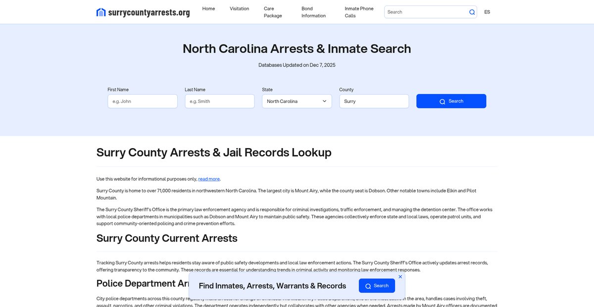 Preview of surrycountyarrests.org