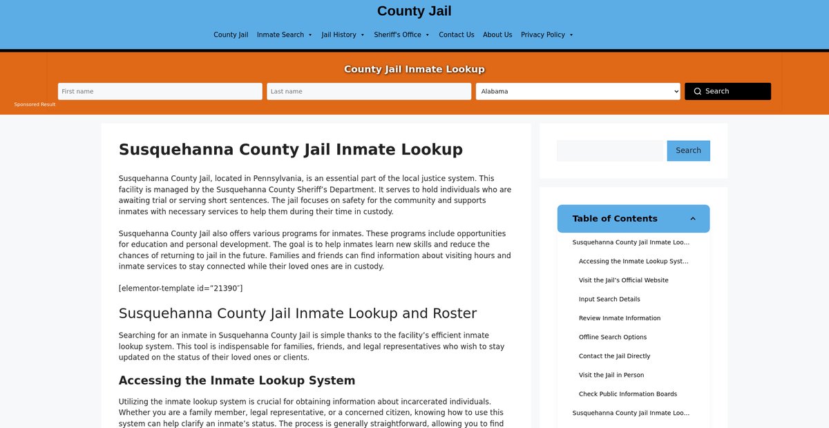 Preview of susquehanna.countyjail.org