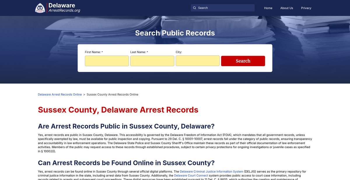 Preview of delawarearrestrecords.org