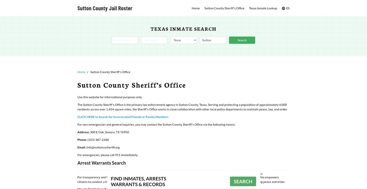 Preview of suttoncountyjail.org