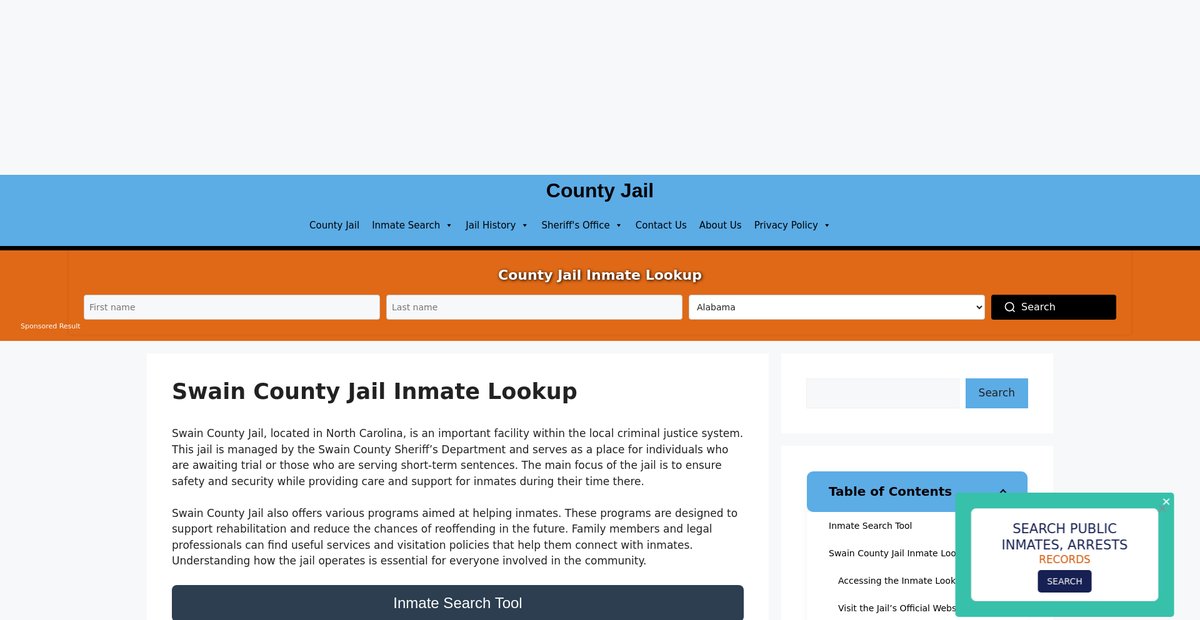 Preview of swain.countyjail.org