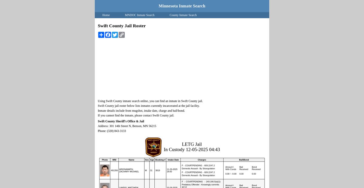 Preview of inmatesearchminnesota.org