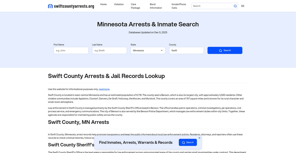 Preview of swiftcountyarrests.org