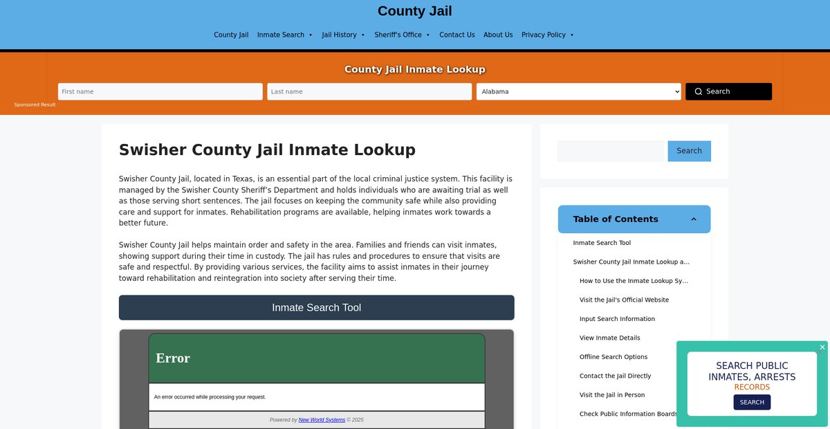 Preview of swisher.countyjail.org