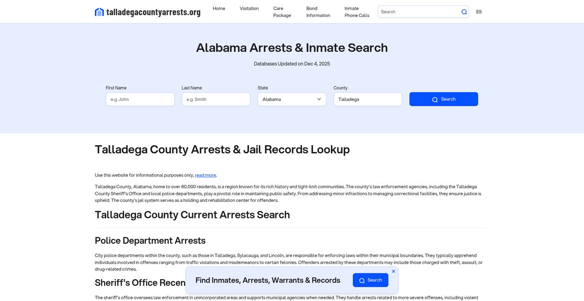 Preview of talladegacountyarrests.org