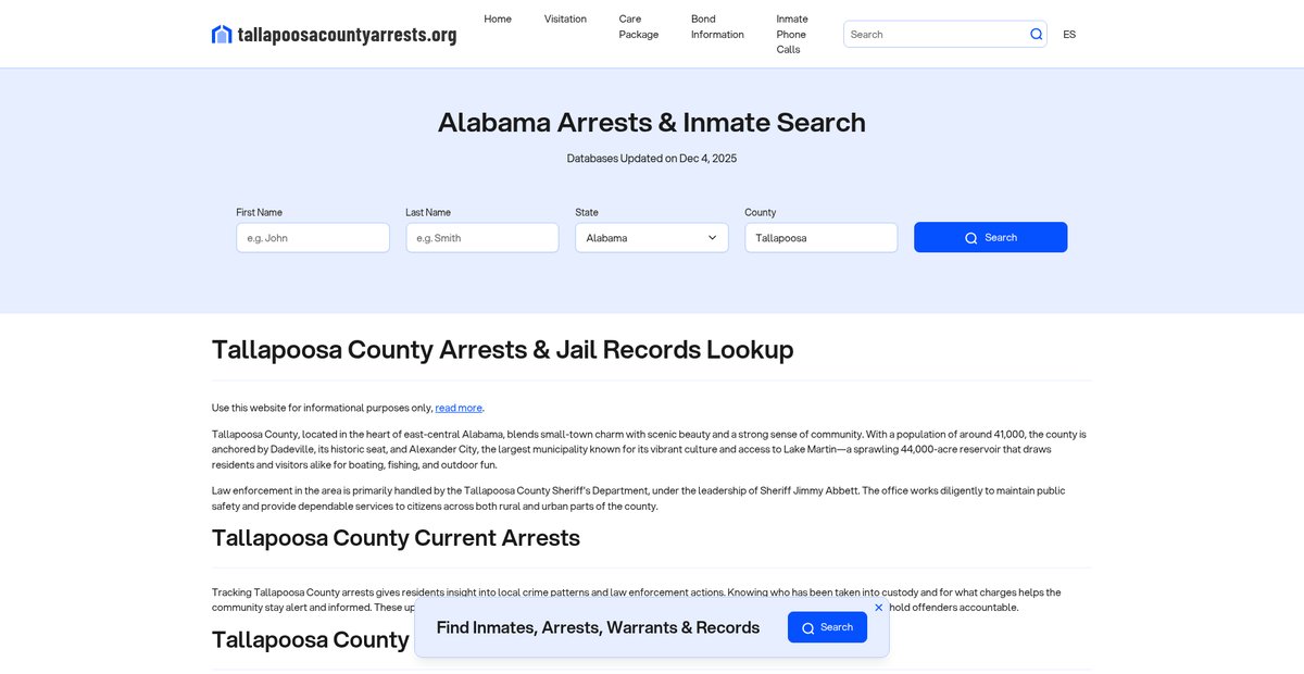 Preview of tallapoosacountyarrests.org