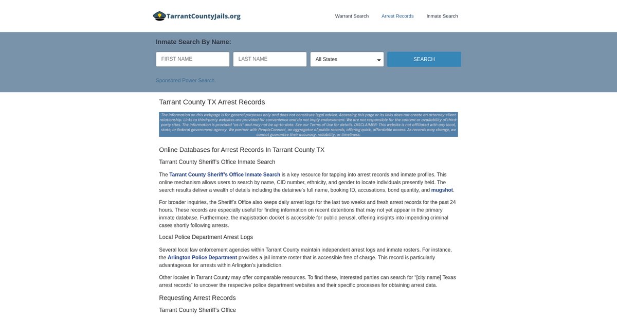 Preview of tarrantcountyjails.org