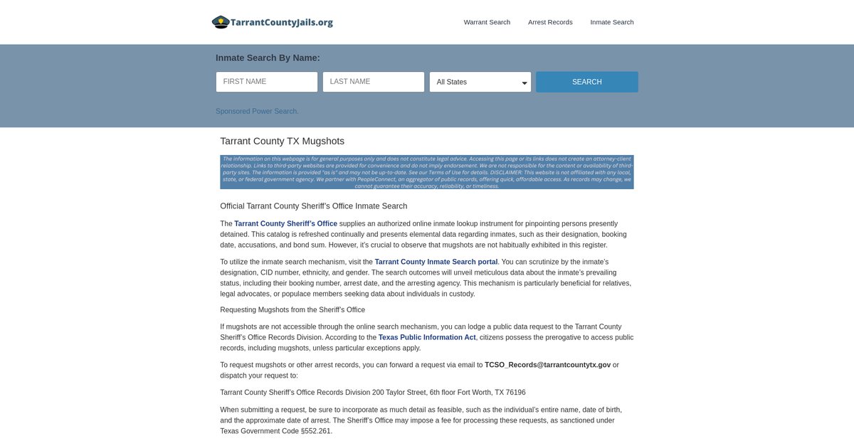 Preview of tarrantcountyjails.org
