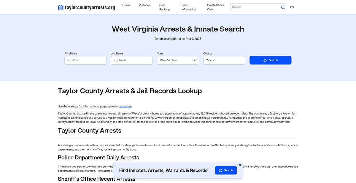 Preview of taylorcountyarrests.org