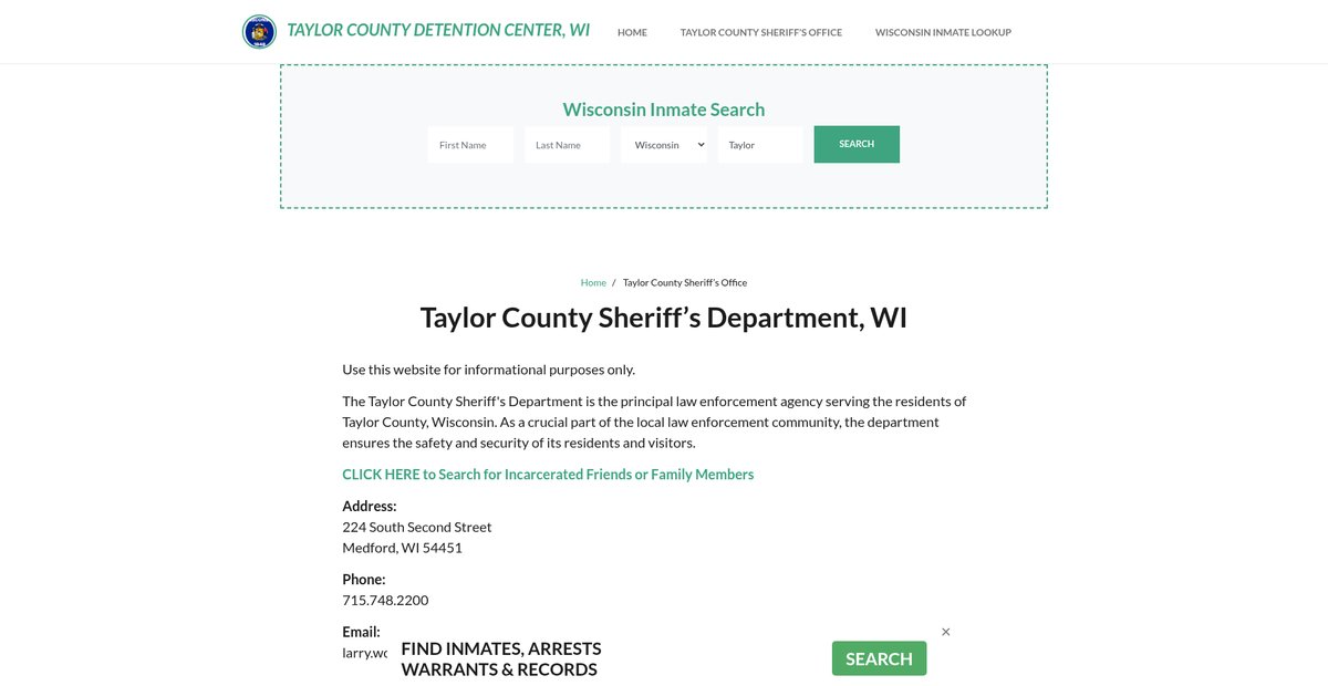 Preview of taylorcountydetentionwi.org