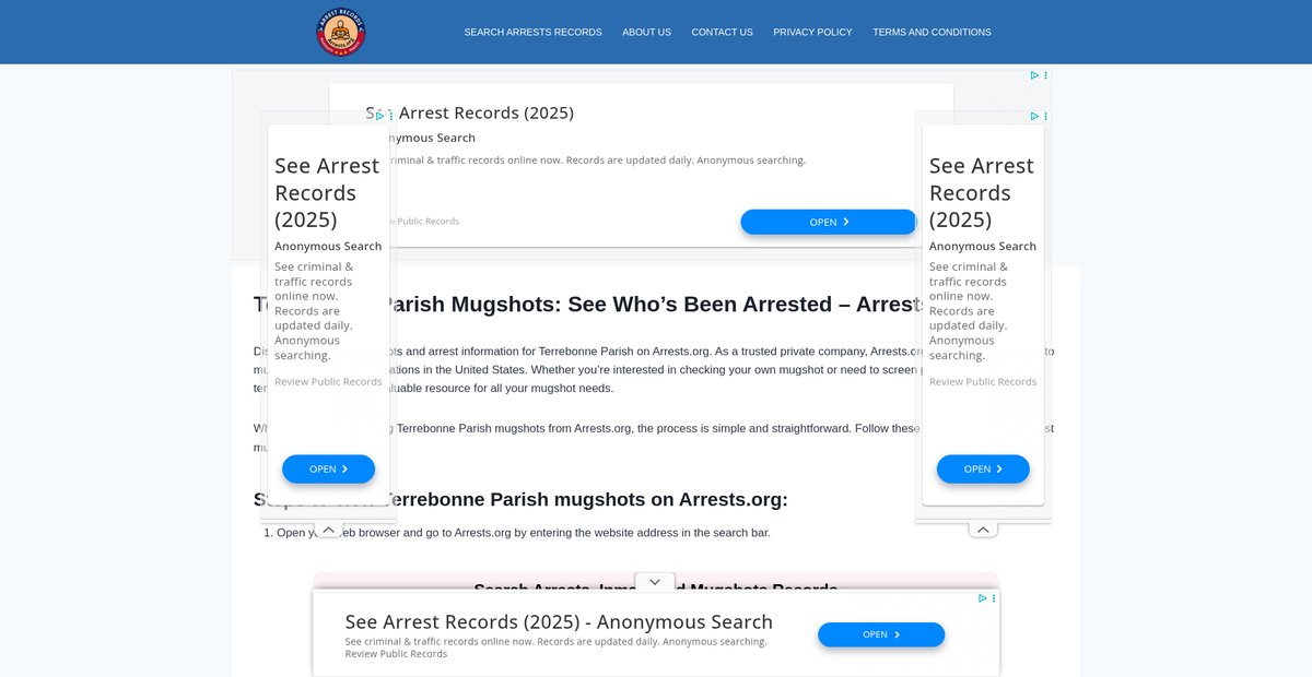 Preview of terrebonne-parish-mugshots.arrests-org.com