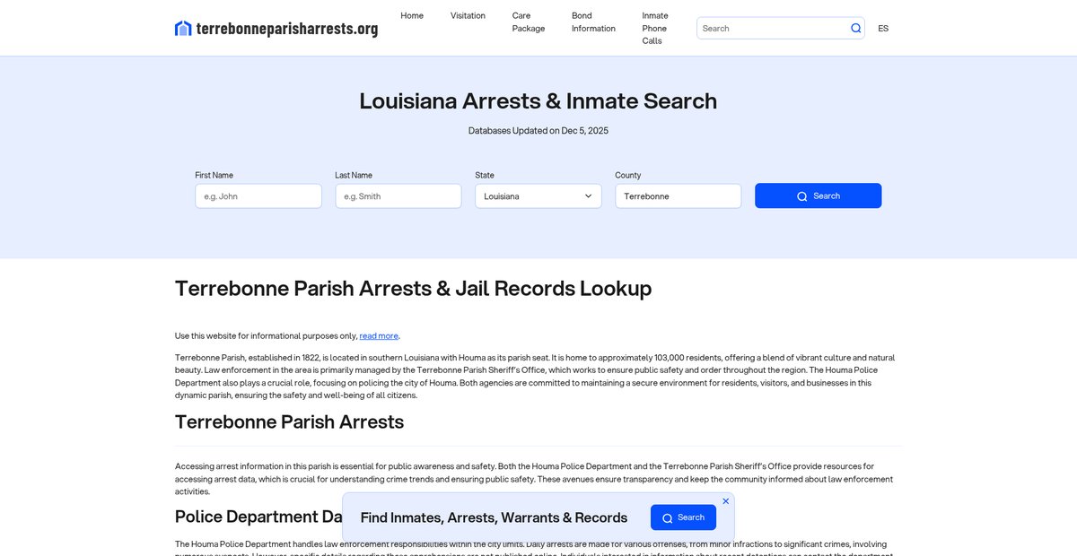 Preview of terrebonneparisharrests.org