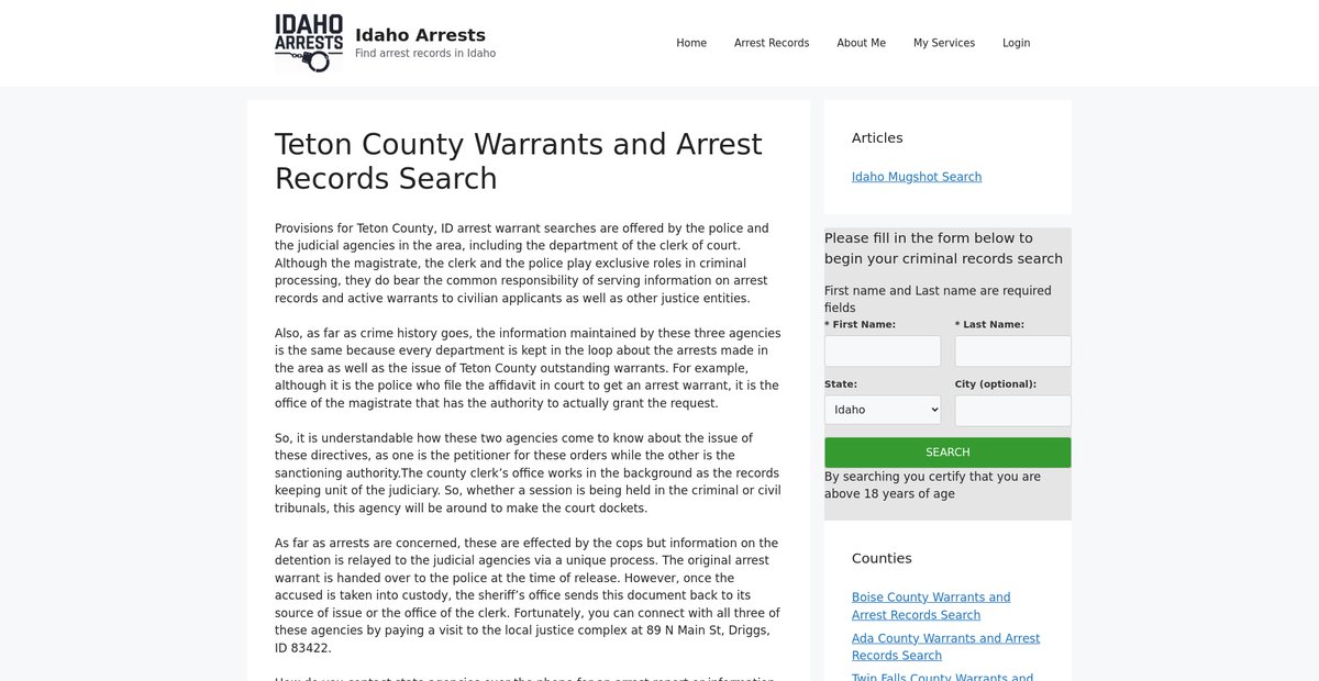 Preview of idahoarrests.org