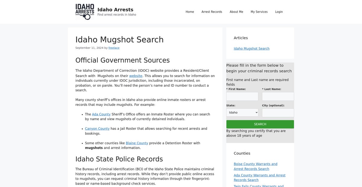 Preview of idahoarrests.org