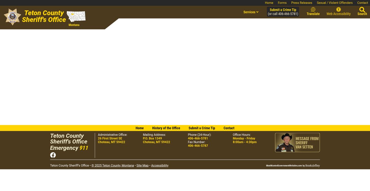 Preview of tetoncountysheriffmt.org