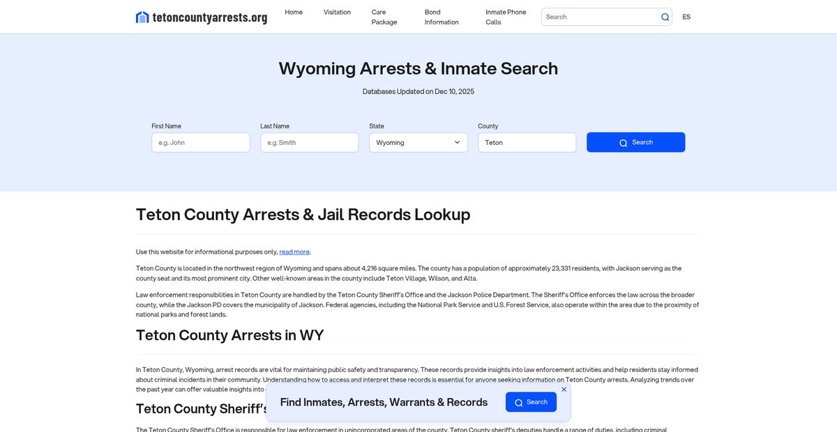 Preview of tetoncountyarrests.org