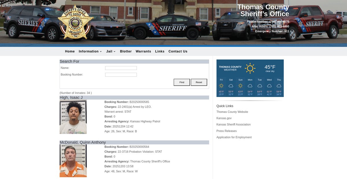 Preview of thomascountysheriffsoffice.com