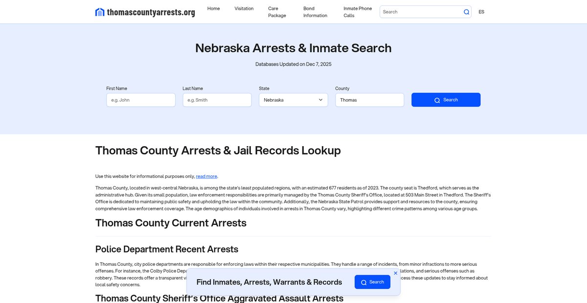 Preview of thomascountyarrests.org