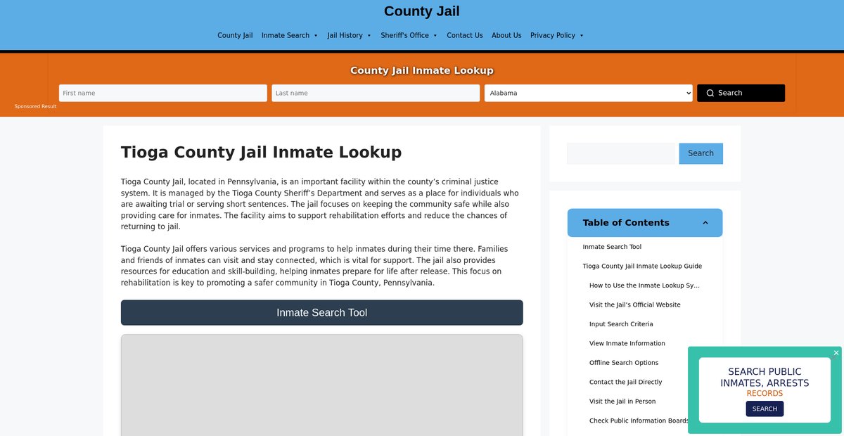 Preview of tioga.countyjail.org