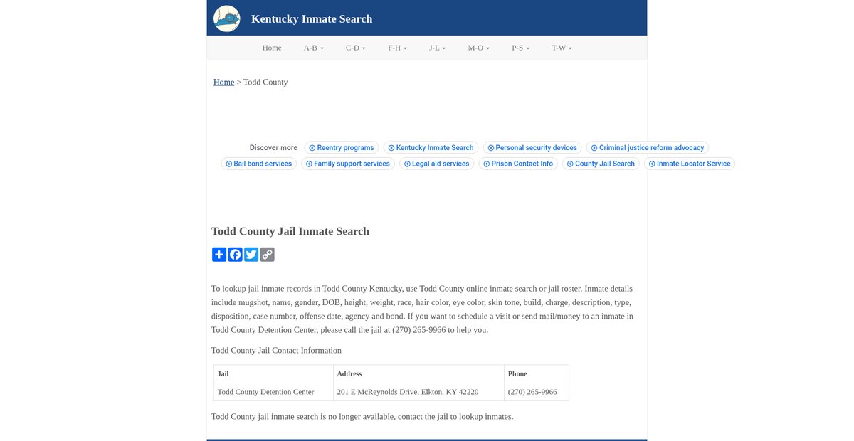 Preview of inmatesearchky.org