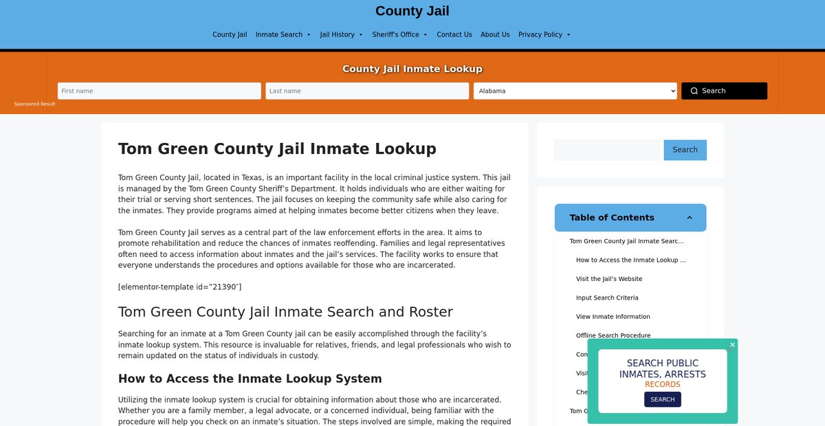 Preview of tom-green.countyjail.org