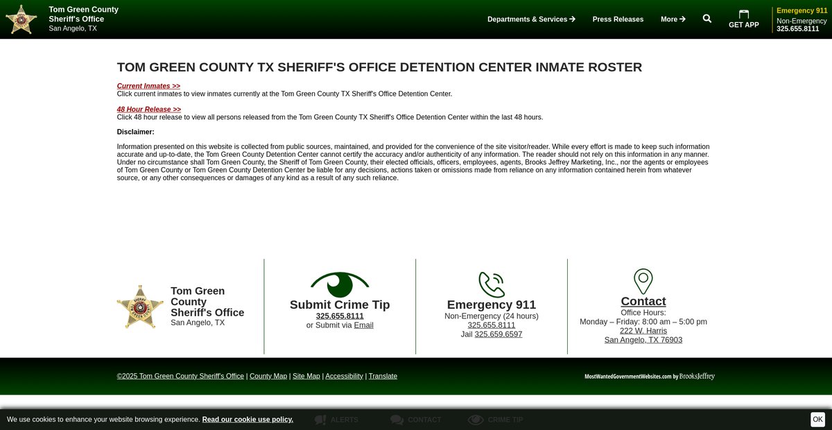 Preview of tomgreencountysheriff.org