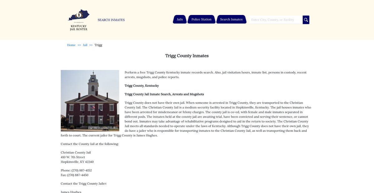 Preview of kentuckyjailroster.com