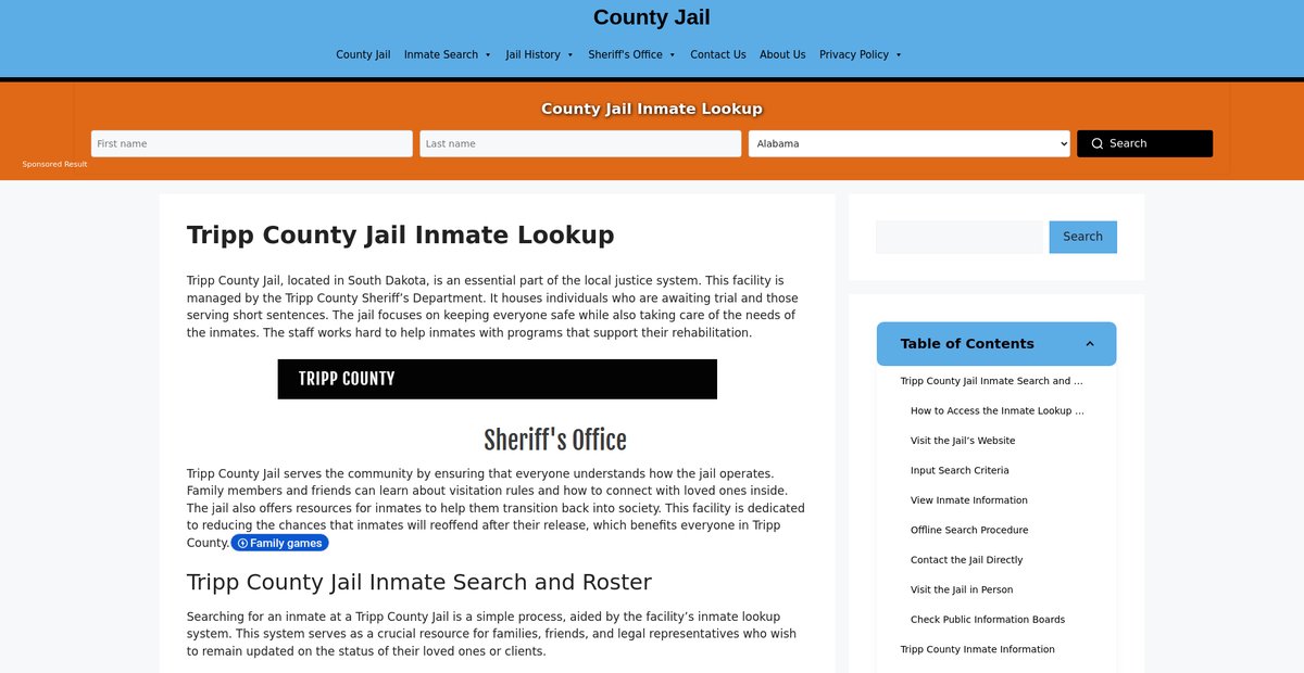 Preview of tripp.countyjail.org