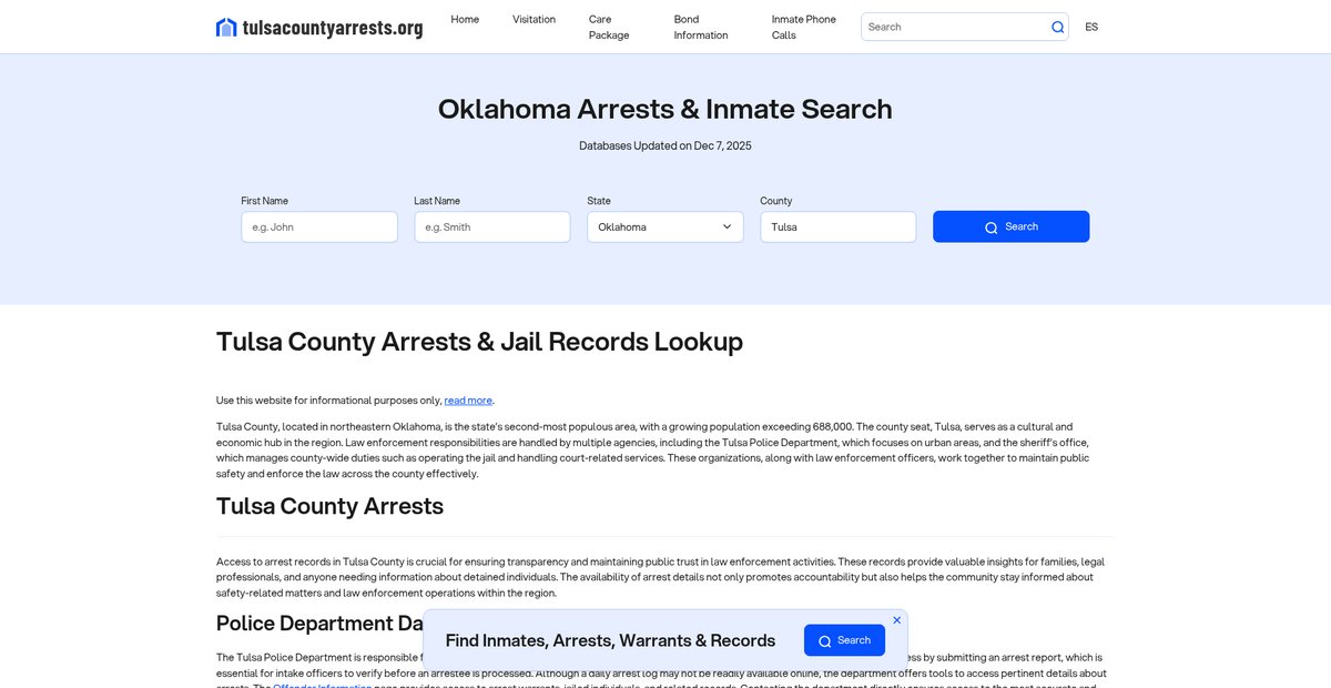 Preview of tulsacountyarrests.org