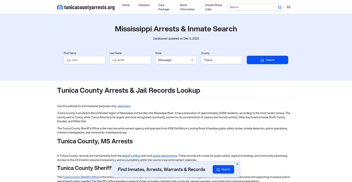 Preview of tunicacountyarrests.org