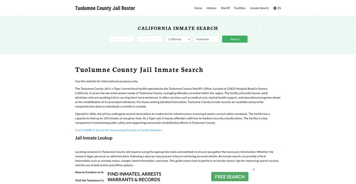 Preview of tuolumnecountyjail.org