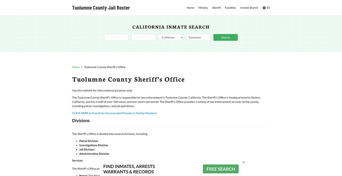 Preview of tuolumnecountyjail.org