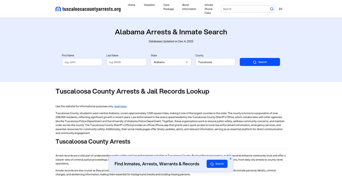 Preview of tuscaloosacountyarrests.org