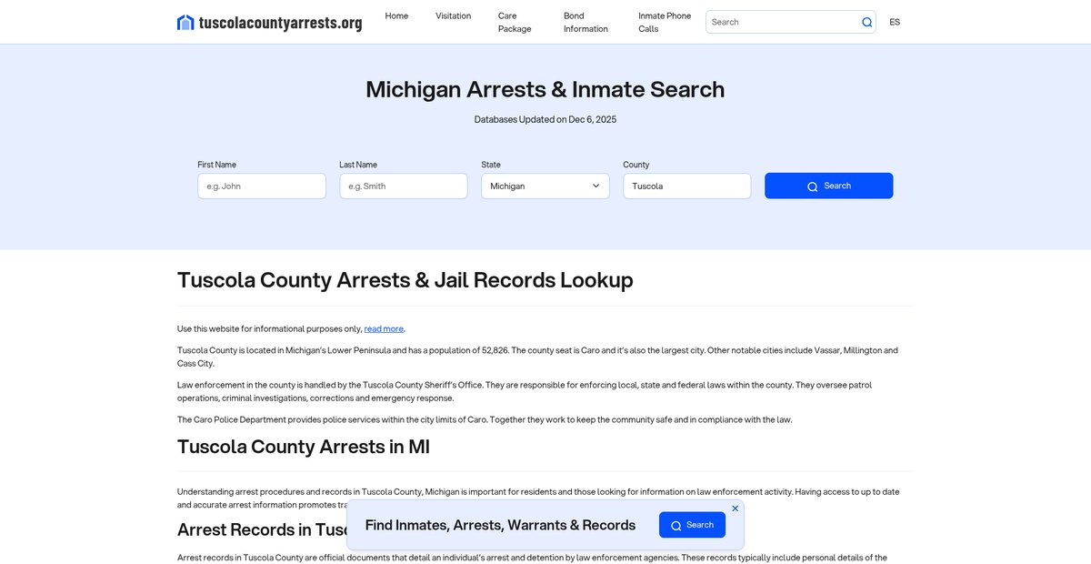 Preview of tuscolacountyarrests.org