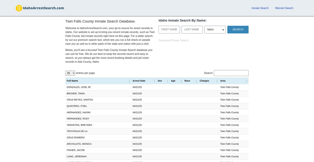 Preview of idahoarrestsearch.com