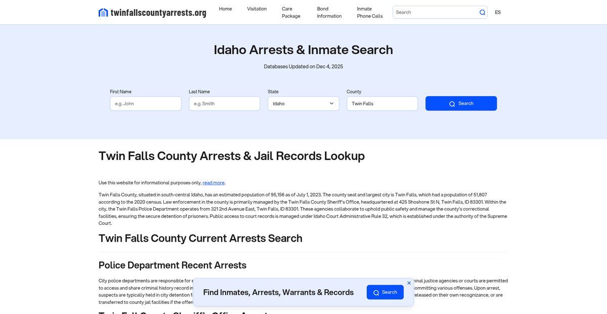 Preview of twinfallscountyarrests.org