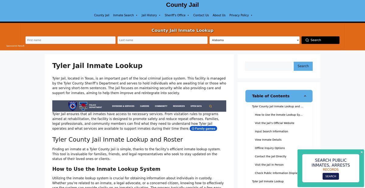 Preview of tyler.countyjail.org