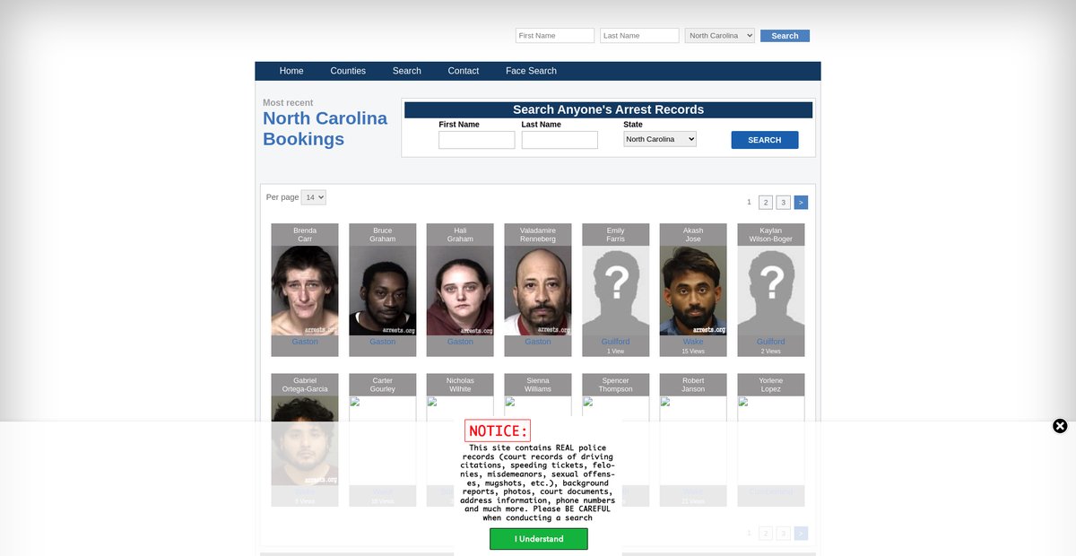 Preview of northcarolina.arrests.org