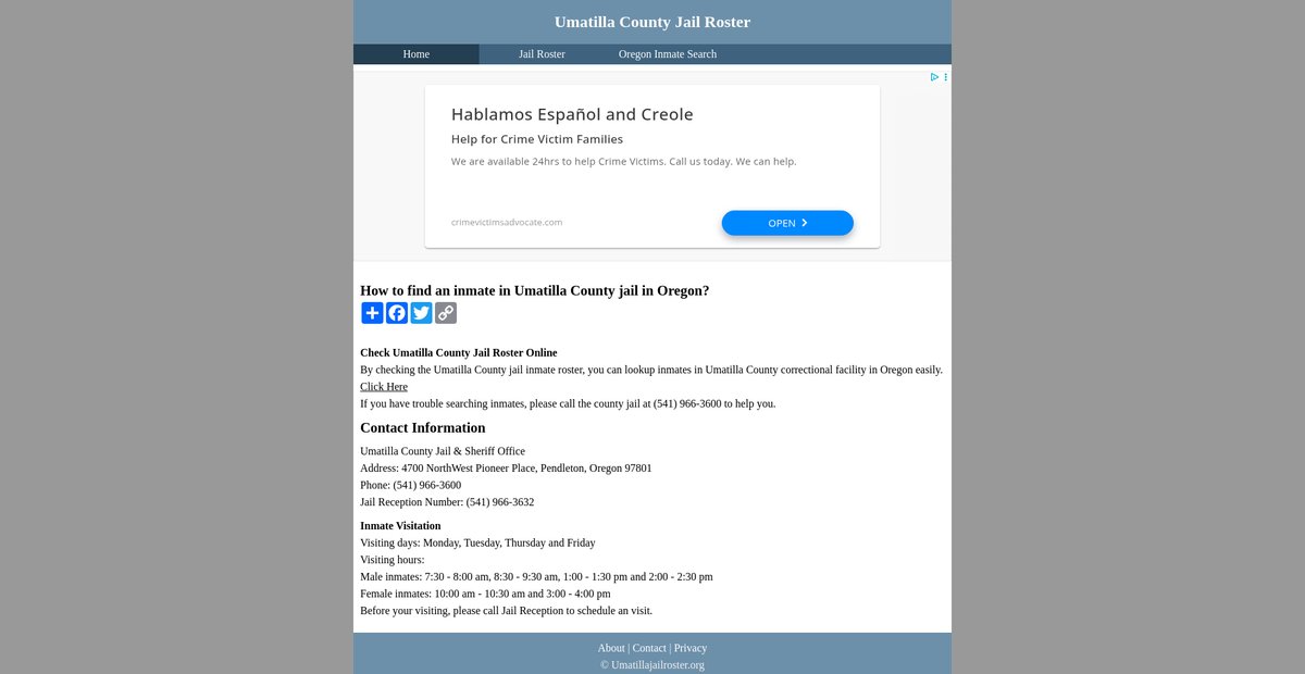 Preview of umatillajailroster.org