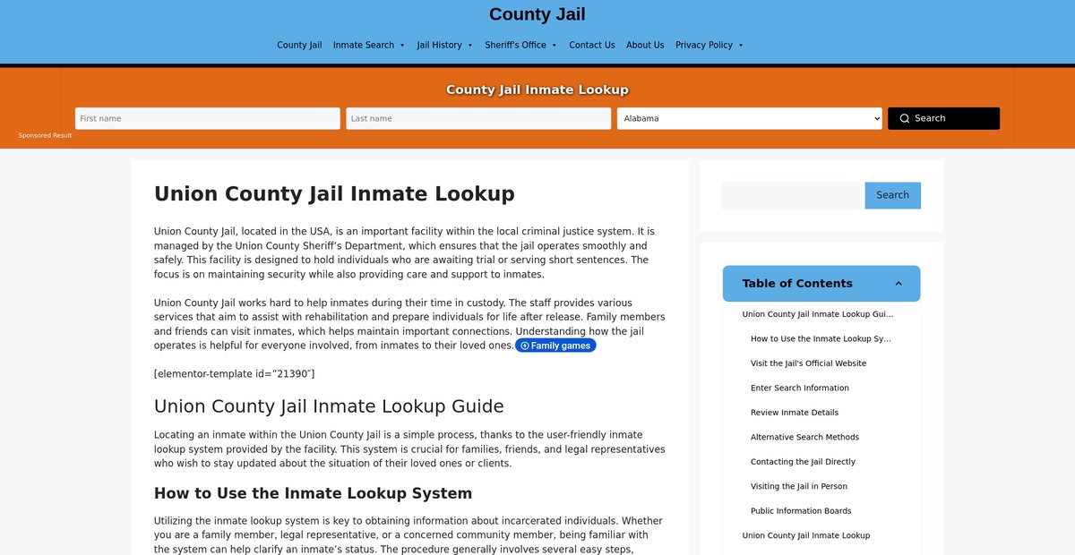 Preview of union.countyjail.org