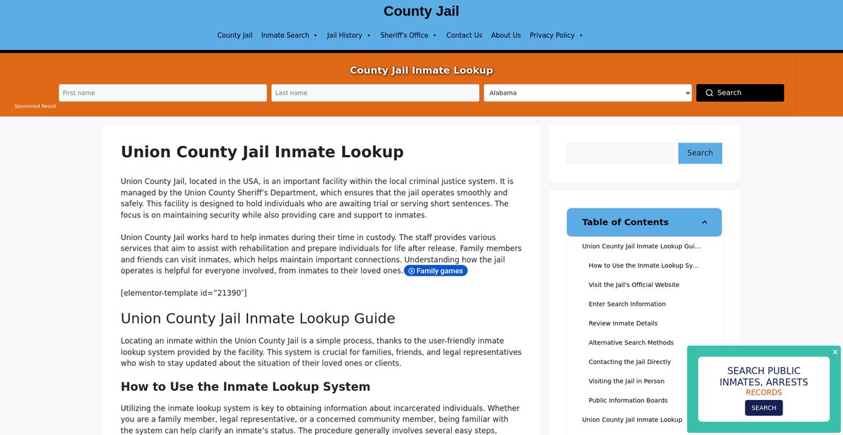 Preview of union.countyjail.org