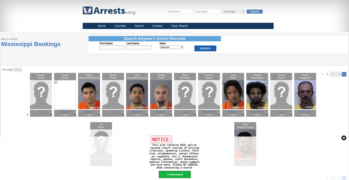 Preview of mississippi.arrests.org